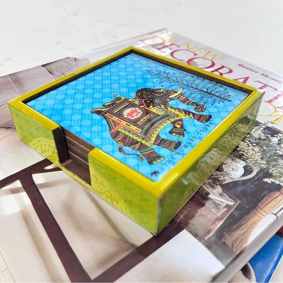 THE BOMBAY STORE Vintage Wooden Coasters Set of 4 - Picture 3 of 11